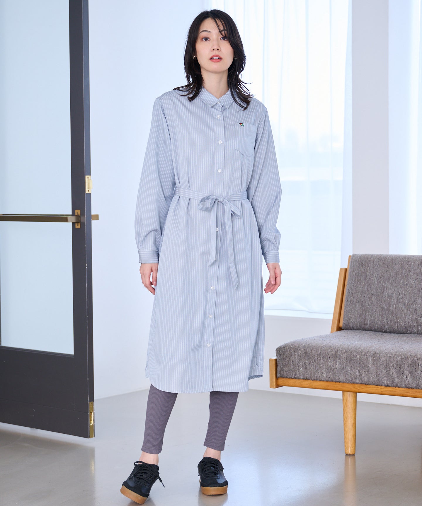 Arnold Palmer イージーケア ストライプ シャツワンピース